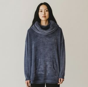 Tribal Navy Chenille Cowl Neck Sweater